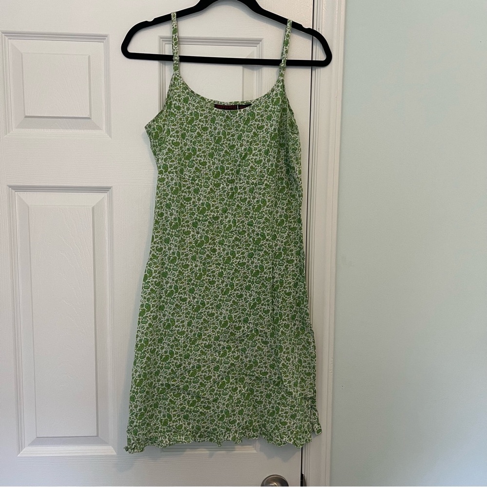 Green & White Floral Paisley Mini Dress